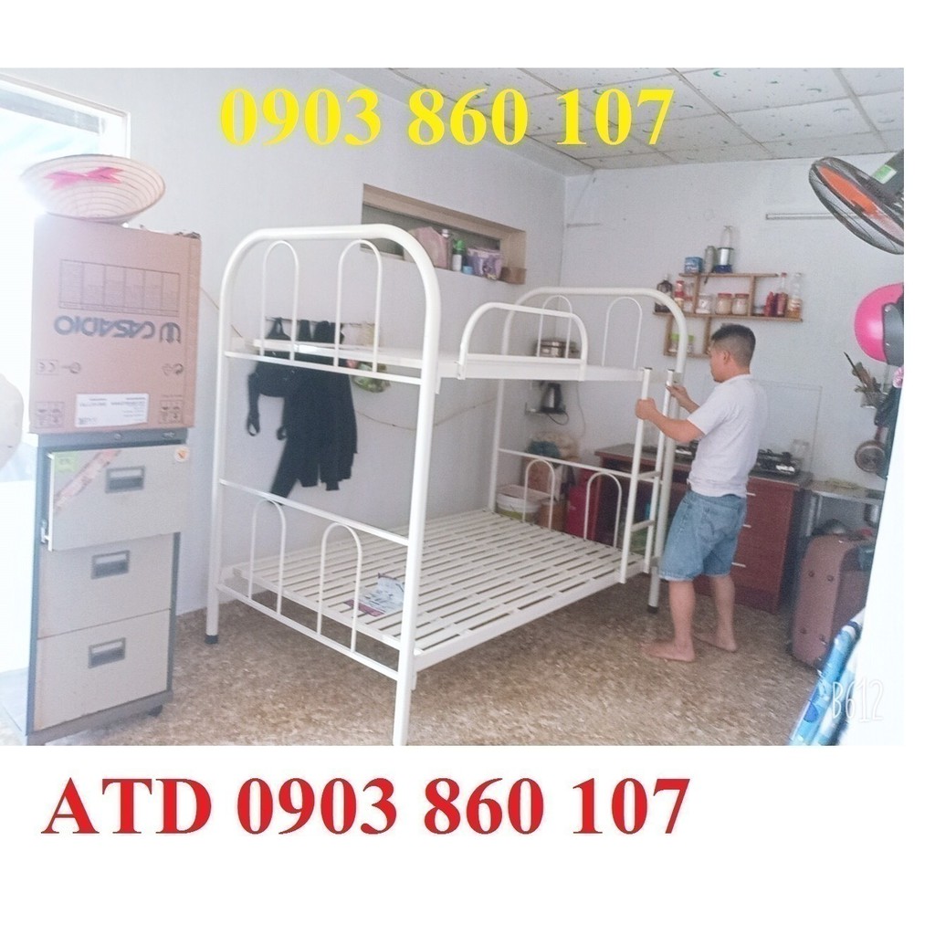 Giường hai tầng sắt giá rẻ giá sỉ tại xưởng - giường ngủ sắt 2 tầng cho công nhân viên ở lại HCM