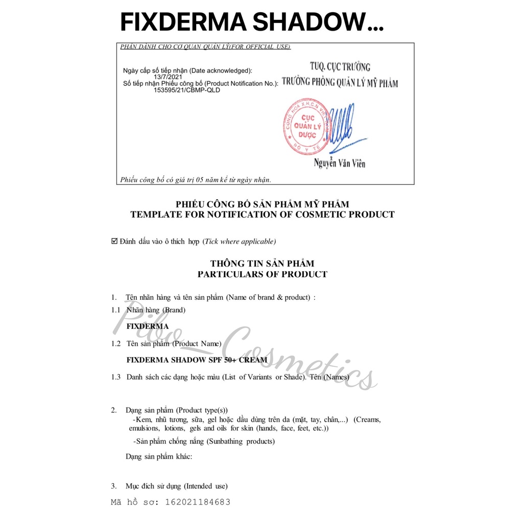 Kem Chống Nắng Fixderma Shadow