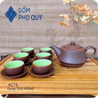 Bộ Ấm Chén Uống Trà ⚱ Gốm Sứ Bát Tràng ⚱ Ấm Trà Trúc Cao Cấp Tử Sa Gomphuquy Ac74