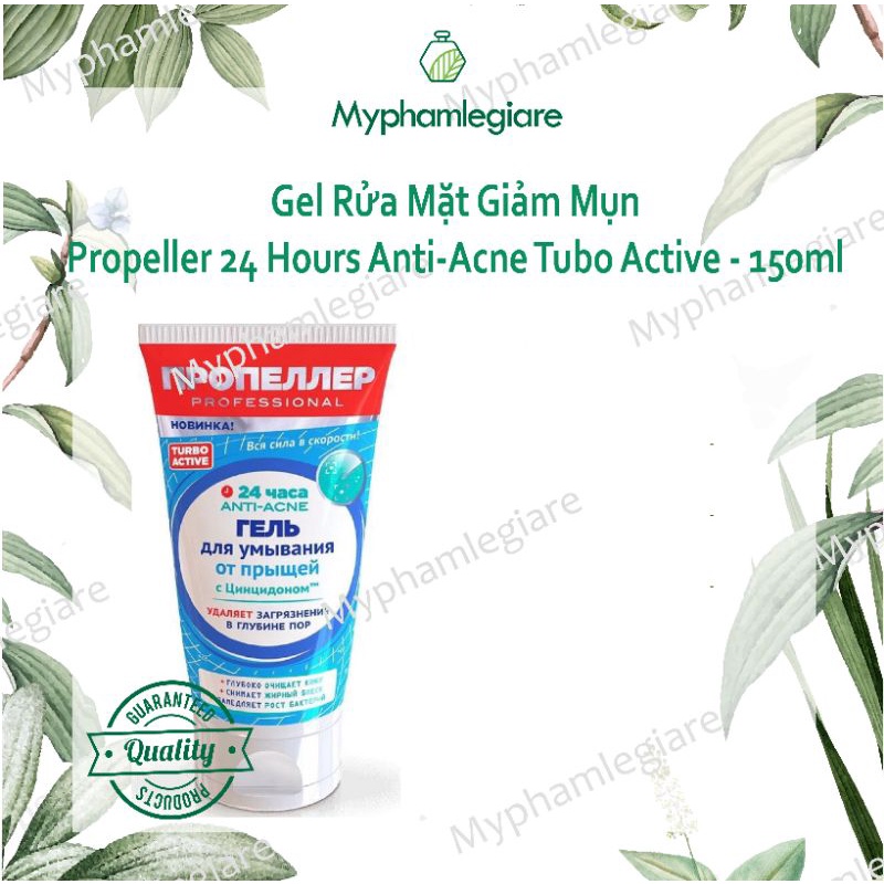 Gel rửa mặt loại bỏ mụn viêm Propeller 24 Hours Anti-acne Turbo Active