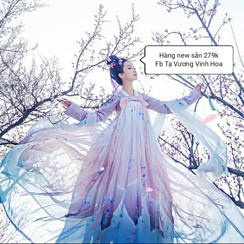 Hán phục cổ trang thời Đường ống nhỏ tím lịm