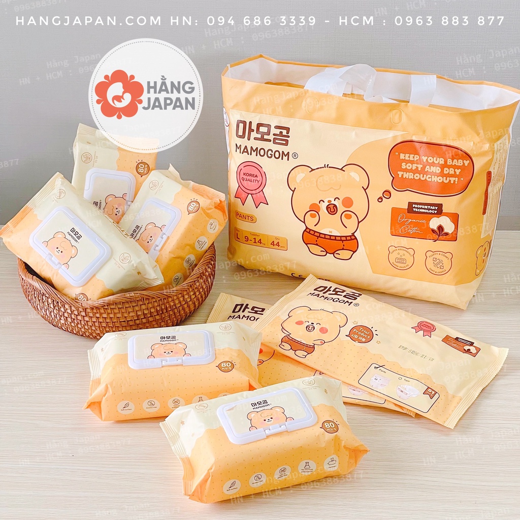 Khăn ướt hữu cơ organic MAMOGOM công nghệ Hàn Quốc bịch 80 tờ