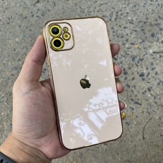 Ốp lưng iphone viền mạ vàng, bảo vệ camera