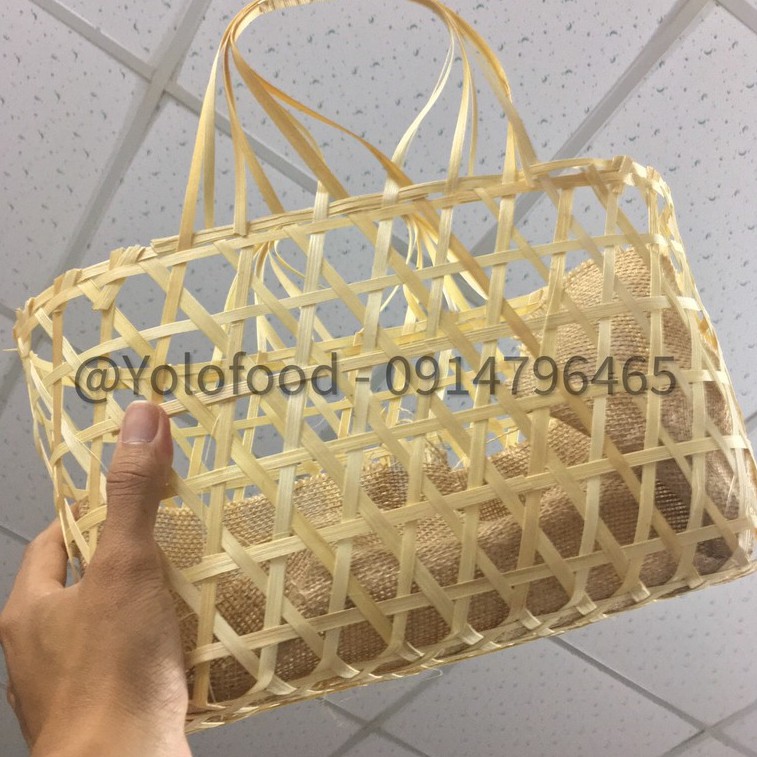 [QUÀ TẶNG] Giỏ tre đan thủ công 33cm x 16cm x 20cm/quai xách 10cm