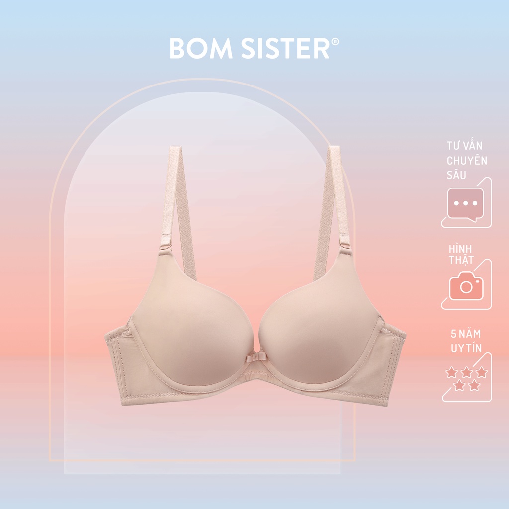 Áo lót mút vừa có gọng thun lạnh màu trơn đính nơ nâng ngực tự nhiên BOM SISTER LC2913