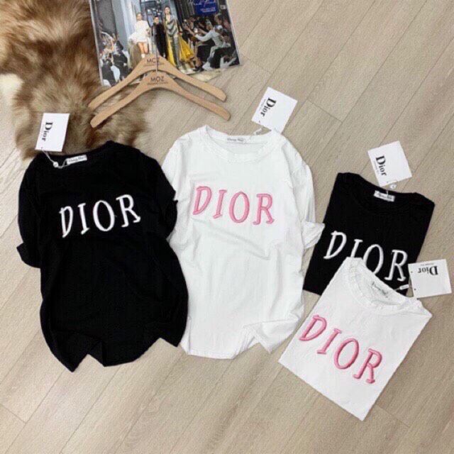 áo thun nữ thêu chữ ddyor phom rộng chất cotton xịn