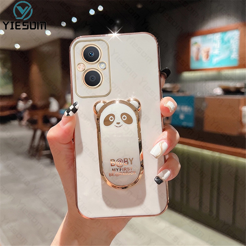 Ốp Điện Thoại Silicon Dẻo Họa Tiết Hoạt Hình Chú Gấu Kèm Giá Đỡ Cho OPPO Reno 7 4G 7Z 6 5G 5 5F 4F