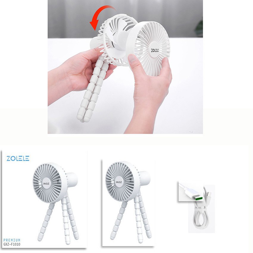 Quạt cầm tay mini ZOLELE GXZ-F1010 pin sạc 1800mah chân gập bạch tuộc tiện lợi Xiaomi Youpin - Minh Tín Shop