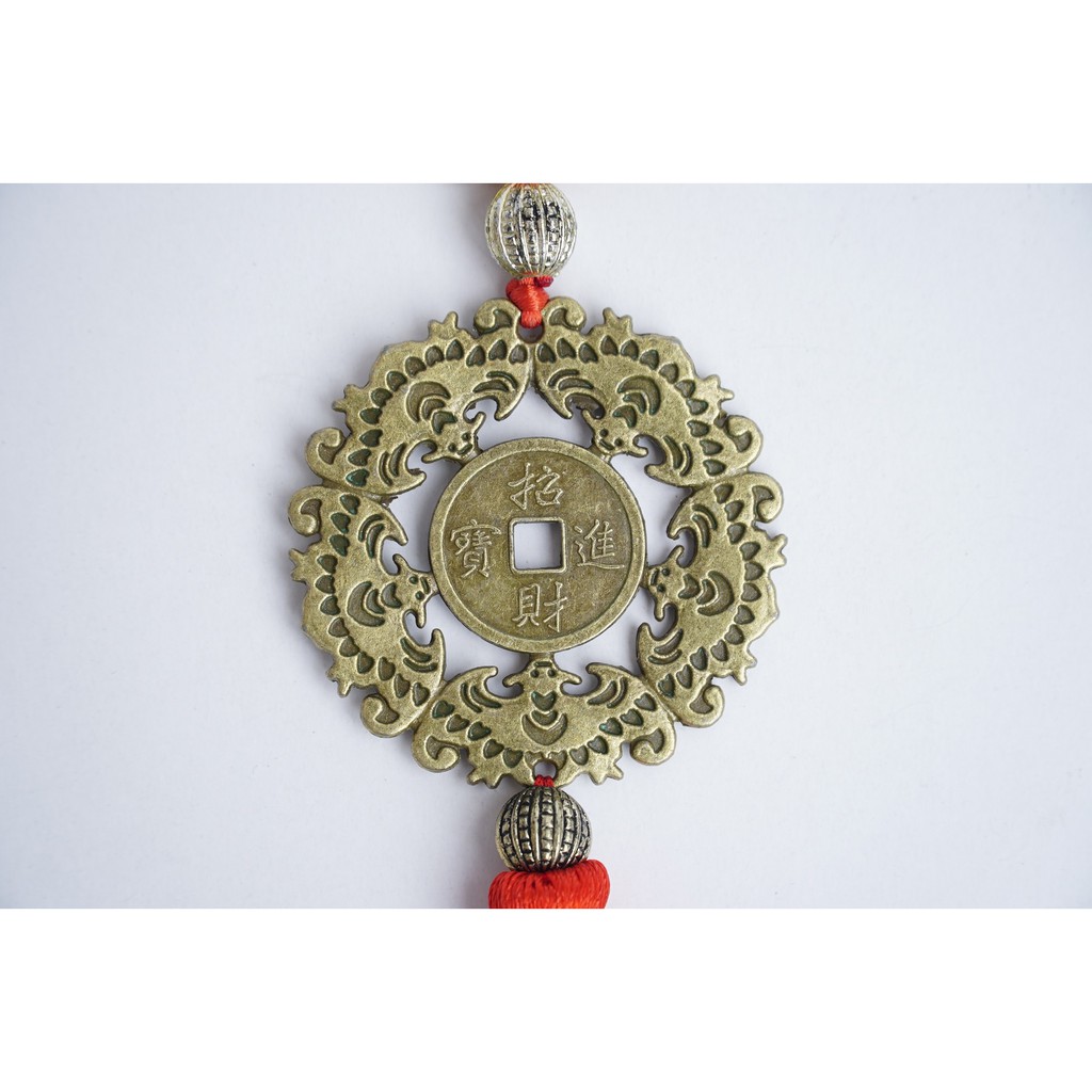 Dây treo đồng xu Ngũ Phúc Lâm Môn treo cửa nhà, treo xe tài lộc, may mắn, bình an