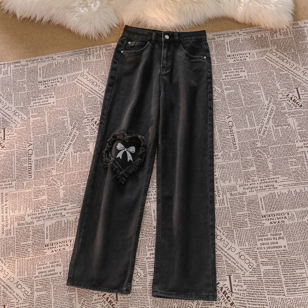 Quần Jeans Nữ Dài Ống Rộng Thời Trang Hàn