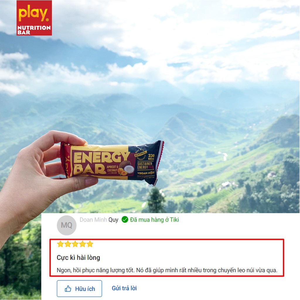 Hộp 12 Thanh Năng Lượng PLAY Vị Mơ Sấy Dừa Khô – PLAY Energy Bar Apricot & Coconut