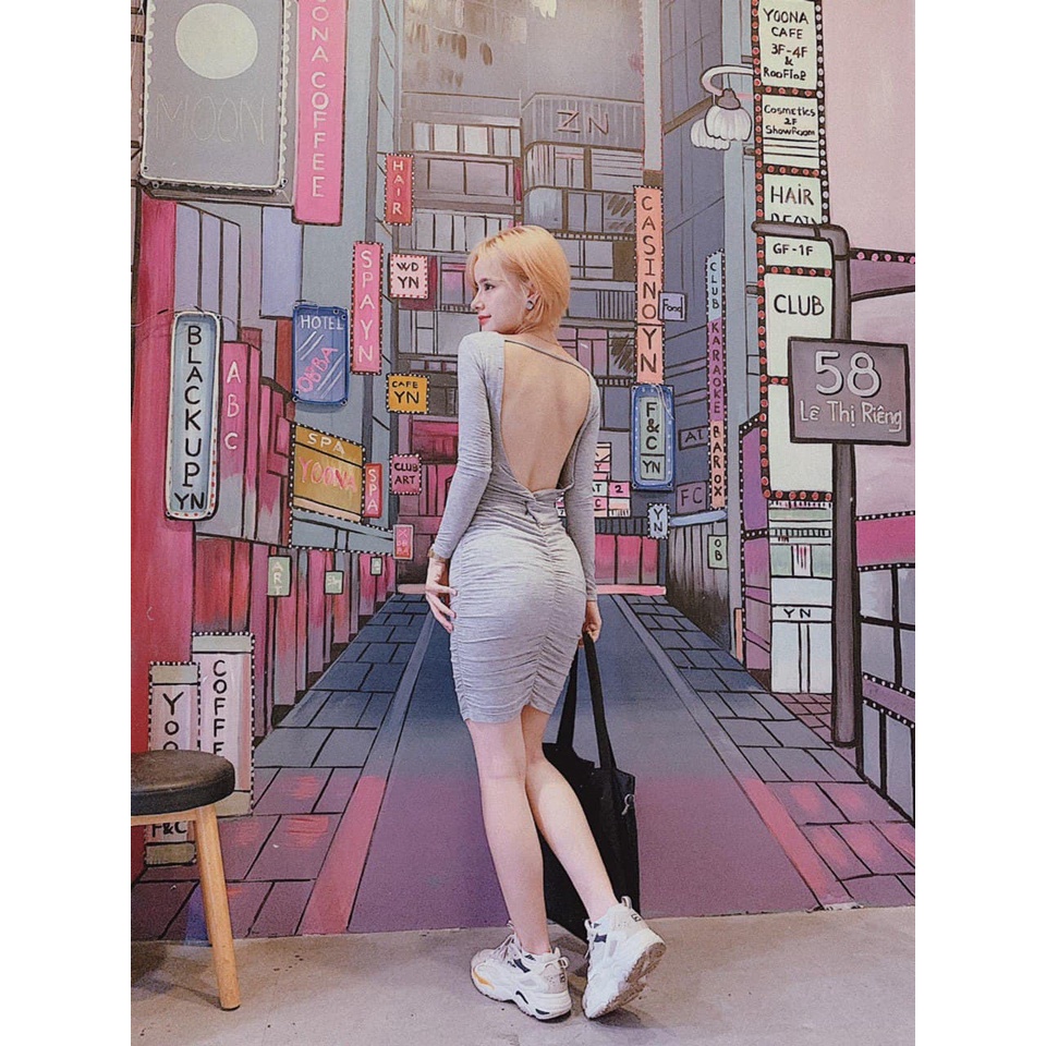 Đầm Body Tay Dài Hở Lưng Tinh Tế Mẫu Mới