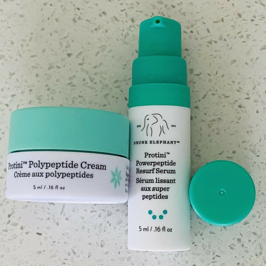Mini 5ml - Tinh Chất + Kem Dưỡng chống lão hoá Drunk Elephant Protini Powerpeptide Resurf Serum &amp; Kem Drunk Protini