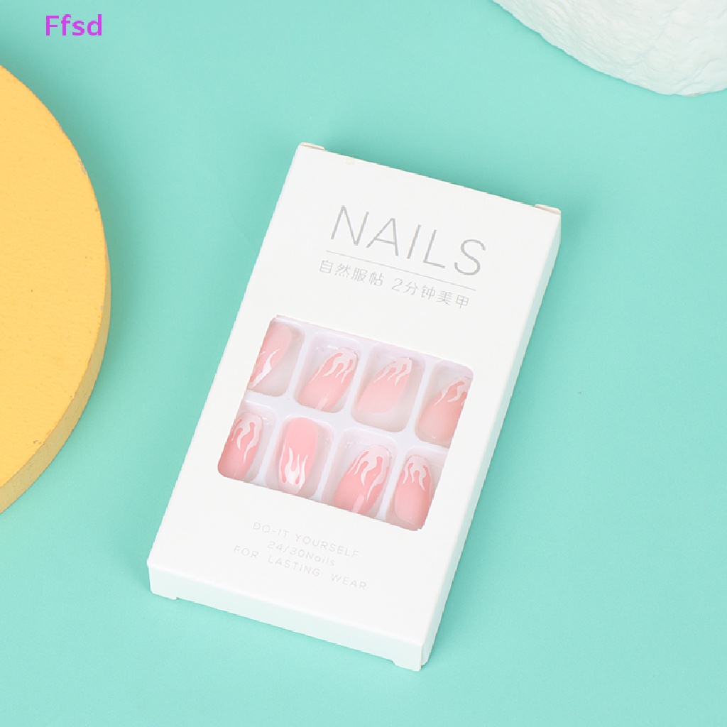 {Ffsd} Bộ 24 Móng Tay Giả Dạng Ấn Có Thể Tháo Rời * Bán Chạy