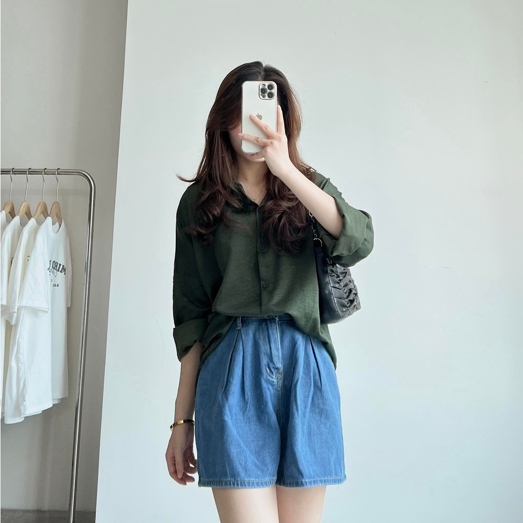Sơ mi xanh lá nhãn thời trang nữ Miho house