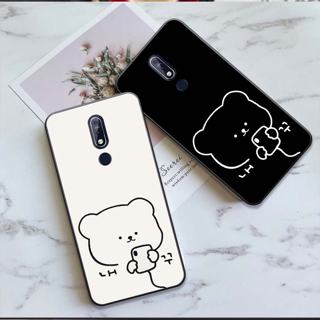 Ốp lưng điện thoại nokia 5.1 plus / nokia 6.1 plus / 7.1 / 7.1 plus / nokia 8.1 in hình mặt cười, gấu cute, đen trắng