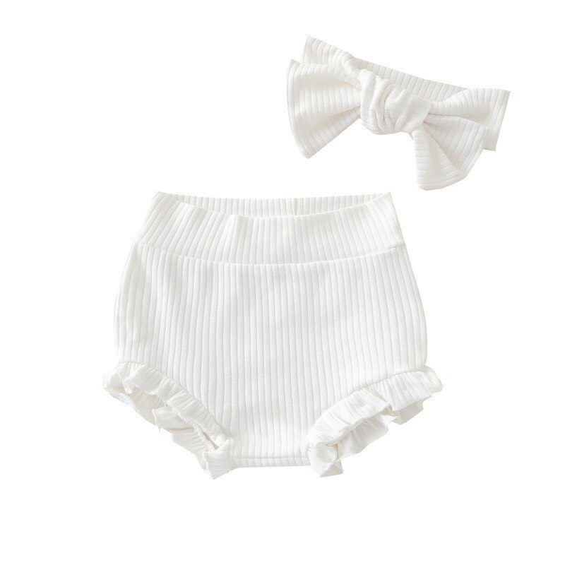 Quần đùi cho bé trai bé gái kèm Turban, mẫu quần chất vải thun gân co dãn siêu dễ thương từ 3-12kg