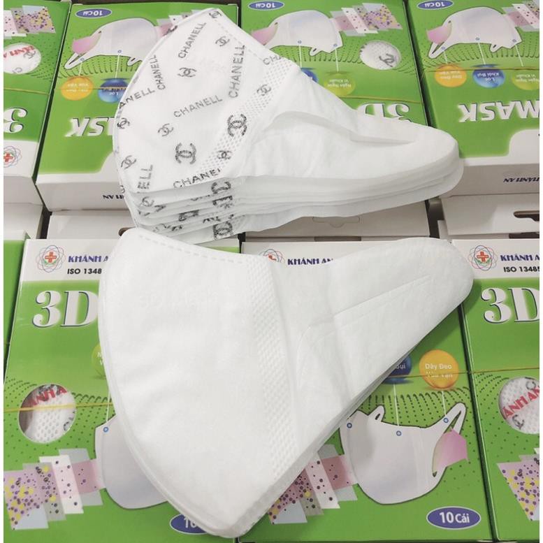 Combo 10 hộp Khẩu trang 3D mask 4 lớp Khánh An Hộp 10 cái cho người lớn loại tốt