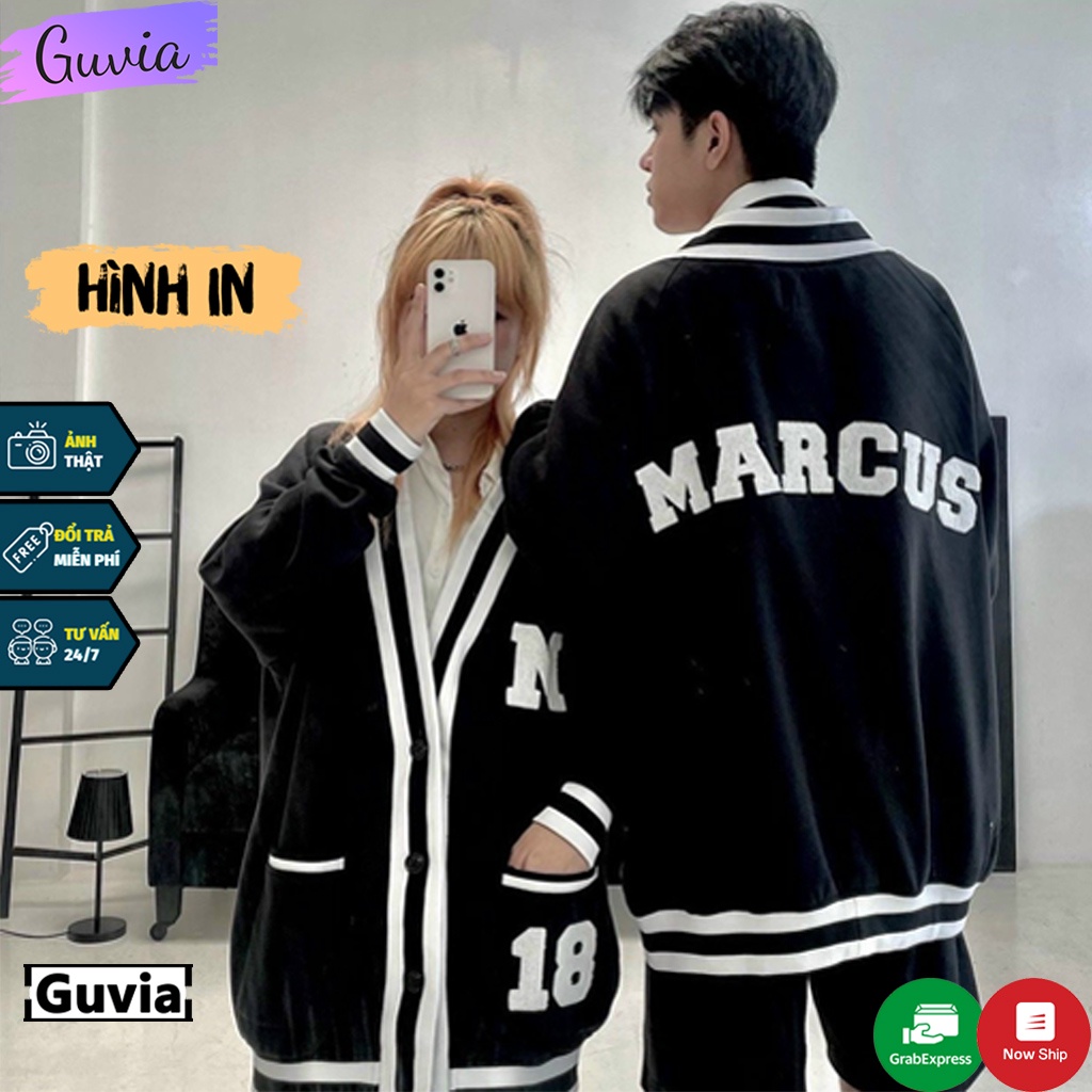 Áo khoác nỉ Cardigan M.A.R.C.U.S Ulzzang form rộng Unisex bông 2 lớp Guvia