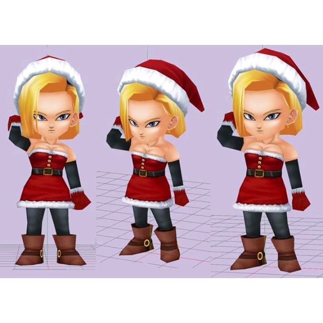 Mô hình giấy anime Xmas Chibi Android 18