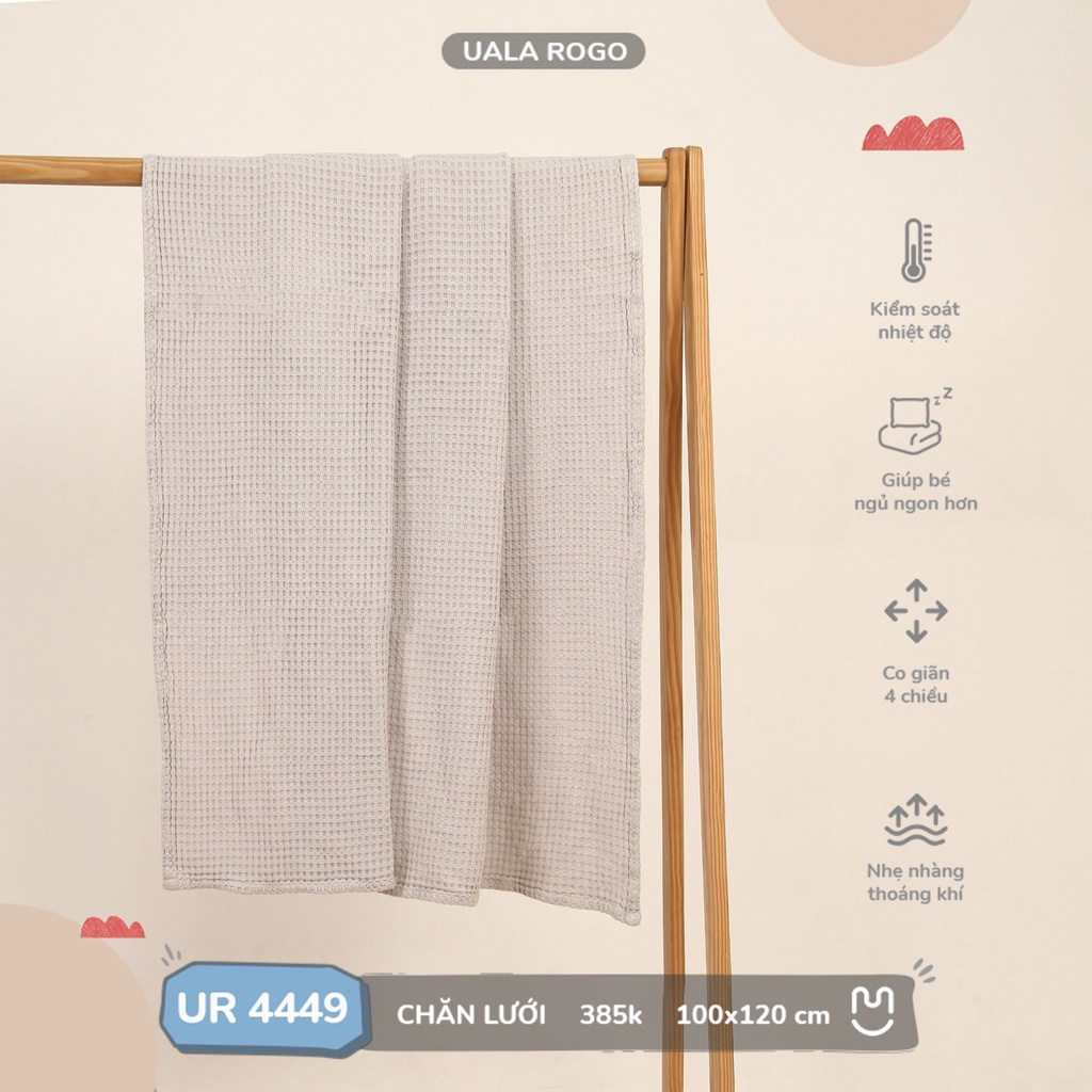 Chăn lưới vải sợi tre cao cấp bamboo Uala dùng cho bé yêu, cho cả gia đình kích thước 100x120cm UR 4449