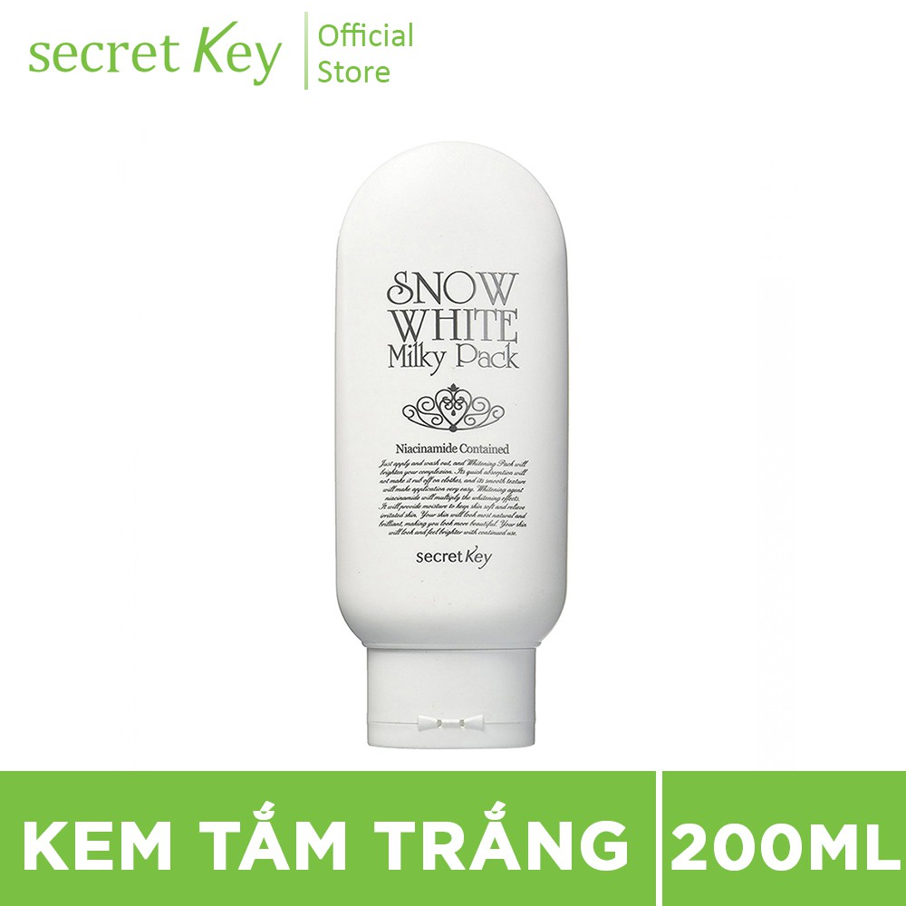 Kem Tắm Trắng Mặt và Toàn Thân Secret Key Snow White Milky Pack 200g