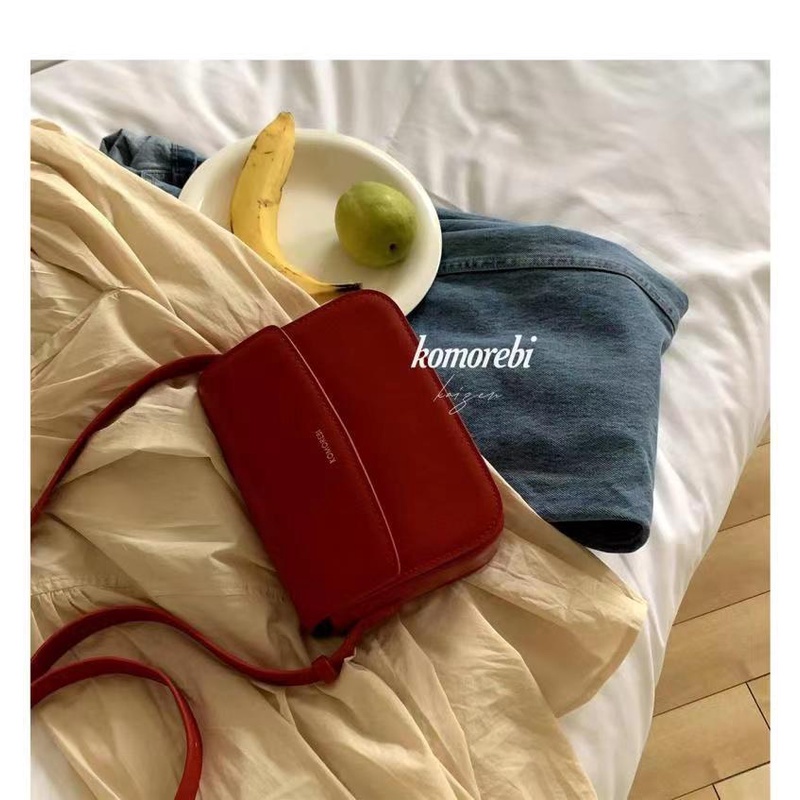 Túi Đeo Chéo Một Bên Vai Thiết Kế Cao Cấp Phong Cách Retro Nhật Hàn Màu Đỏ