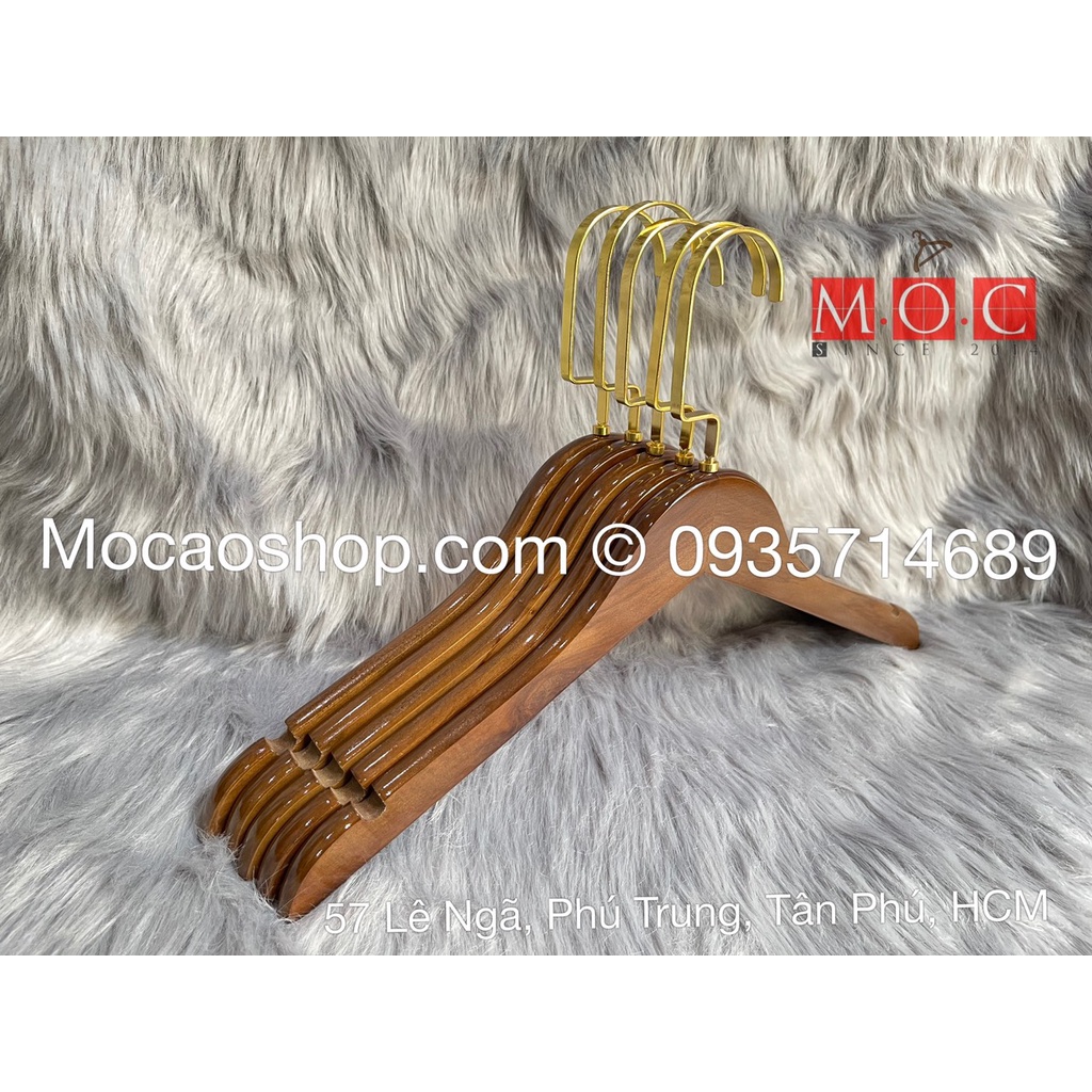 1 Móc gỗ treo quần áo, móc gỗ nâu cao cấp