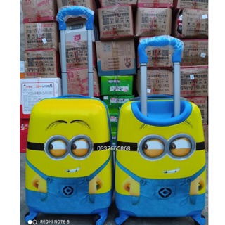 VALI KÉO MINION 2 MẮT KÍNH 18 INCH IN 2 MẶT CHO BÉ YÊU