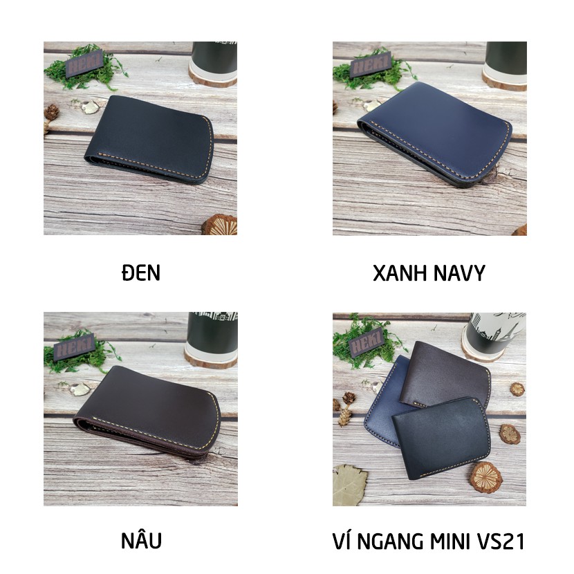 Ví mini dáng ngang da bò handmade nhỏ gọn thời trang nam nữ HEKI VS21