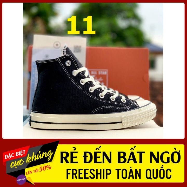 Giày Thần Thánh: Giày thể thao cổ thấp màu trắng kem cho nam nữ kèm box tất đóng hộp cattong