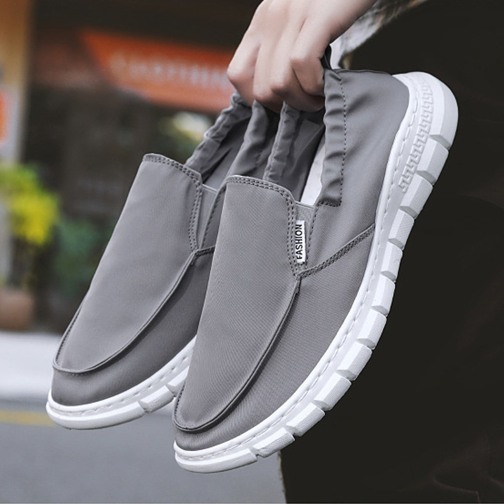 [CÓ SẴN 2021] giày lười vải nam Hàn Quốc kiếu dáng bo chun siêu năng động có sẵn 3 màu( đen, xám,kaki)