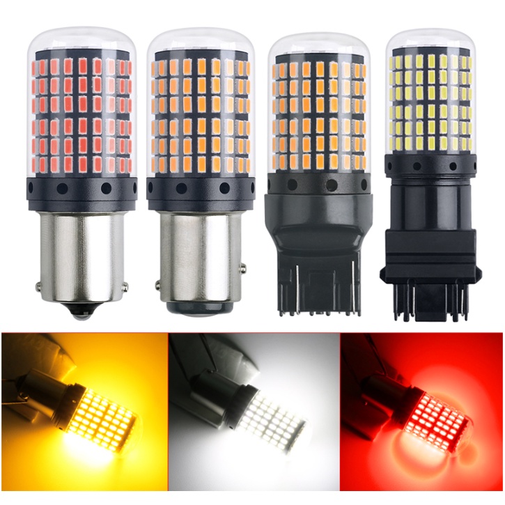 1 Đèn Tín Hiệu LED S25 1156 BA15S P21W BAU15S PY21W 1157 BAY15D LED 3014 144 SMD Canbus Cho Xe Hơi