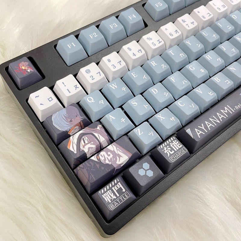 Bộ 144 nút bấm bàn phím Ayanami Rei bằng EVA nhuộm màu thăng hoa dành cho bàn phím cơ