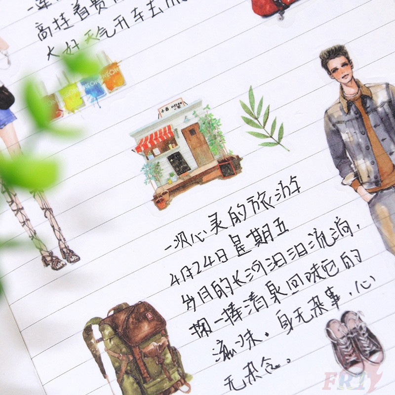 Set 6 tấm nhãn dán DIY scrapbook hình cô gái thời trang