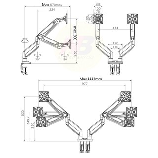 GIÁ ĐỠ 2 MÀN HÌNH MÁY TÍNH NB F160 NHẬP KHẨU 17INCH - 27INCH