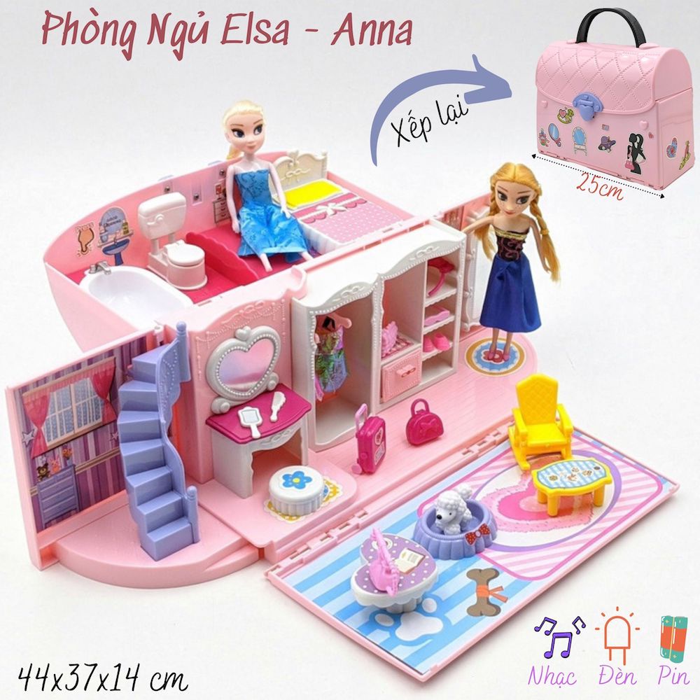 [NHIỀU MẪU] Ngôi Nhà Búp Bê - Túi xách căn phòng công chúa Elsa và Anna