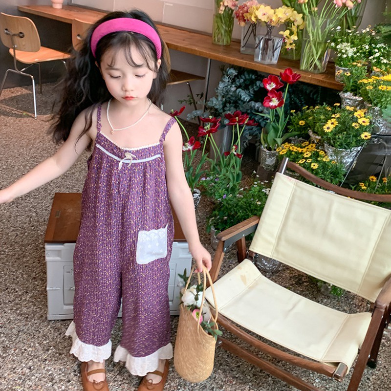 Bộ Áo Liền Quần In Họa Tiết Hoa Thoáng Khí Thời Trang Xinh Xắn Cho Bé Gái