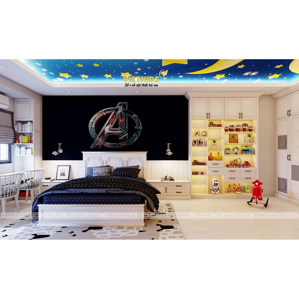 [FREE 100% PHÍ THIẾT KẾ] Mẫu phòng ngủ cực đẹp cho bé trai đam mê Avenger - Nội thất VietKids