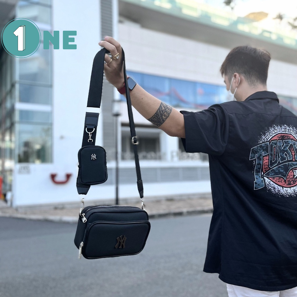 ( Chuẩn Hãng ) Túi Đeo Chéo Nam MLB NY Bag Black Full Tag Mac