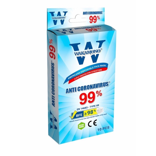 Khẩu trang y tế Wakamono - diệt 99% virus Corona ( hộp 10 chiếc )