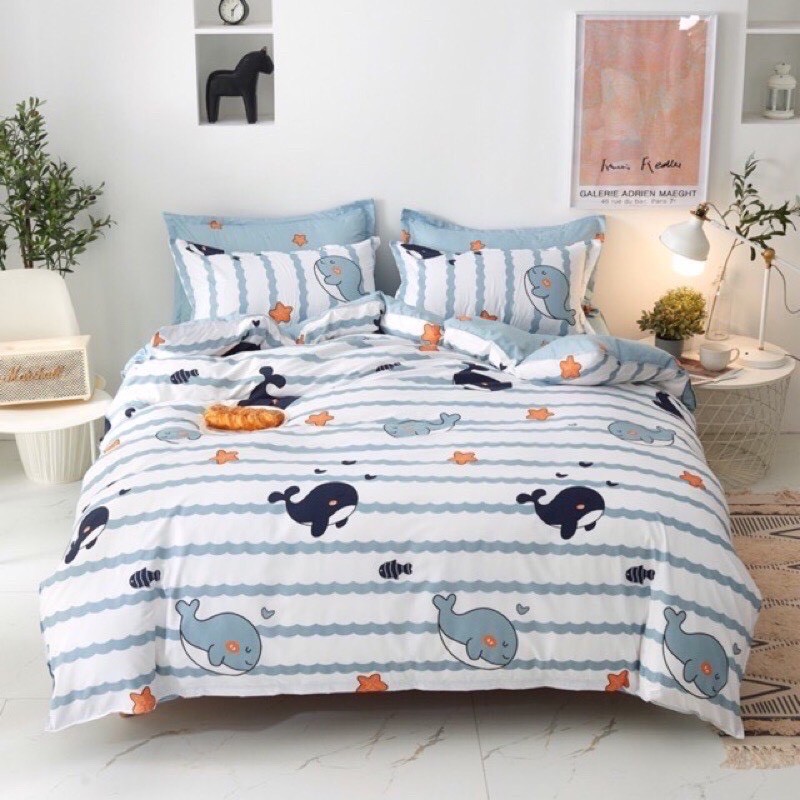 Bộ chăn ga gối Cotton Poly nhập khẩu Decor Bedding họa tiết đáng yêu đủ size ga giường