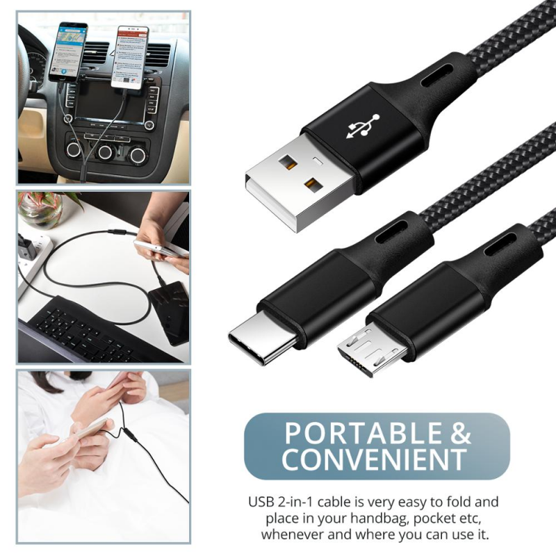 Dây Cáp Sạc Nhanh Fonken FY106 Cho Samsung Xiaomi / Máy Tính Bảng / MP3 Hai Cổng Micro USB / Type-C Từ Tính