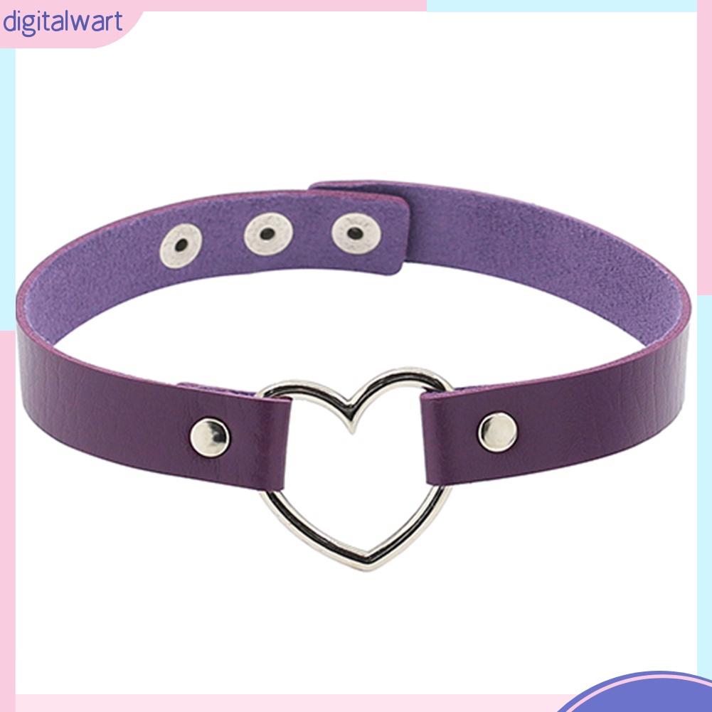 Vòng cổ choker da nhân tạo mặt trái tim kim loại phong cách Gothic trẻ trung cá tính dành cho nữ