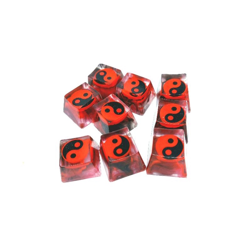 Keycap Ying yang đen đỏ hòa hợp trang trí bàn phím cơ