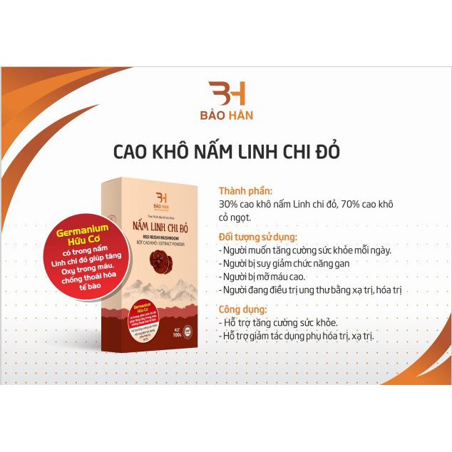 Bột Cao Khô NẤM LINH CHI ĐỎ BẢO HÂN – Tăng Cường Sức Khỏe, Khả Năng Tập Trung, Giảm Căng Thẳng, Mệt Mỏi