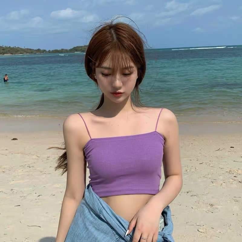 [ Mã WASTAPR giảm 10K đơn 50K] ÁO HAI DÂY LEN TĂM TÍM L1 - ÁO THUN 2 DÂY CROPTOP SEXY SỢI BÚN BODY | BigBuy360 - bigbuy360.vn