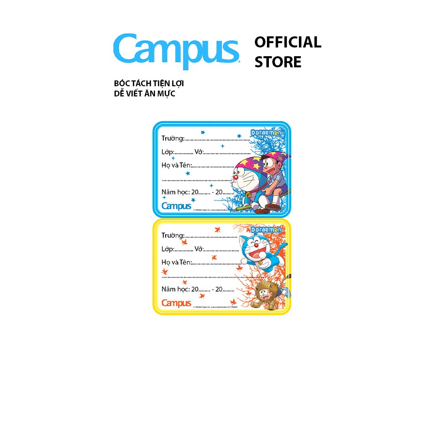 Nhãn Tập (Vở) Campus - Doraemon - 12 Nhãn /1 Túi, nhãn vở ghi tên
