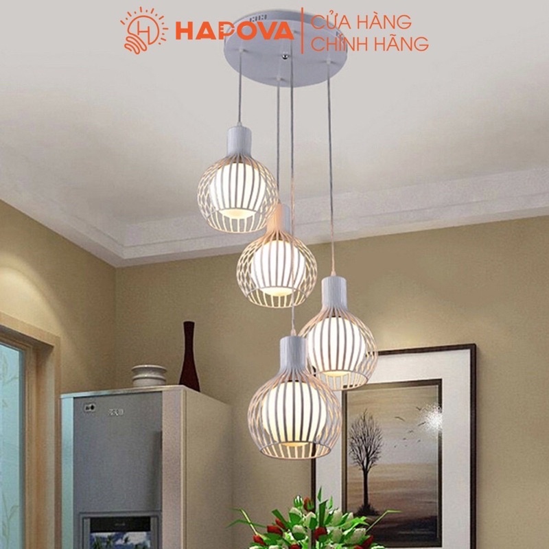 Đèn thả trần đèn thả trang trí lồng Chim HAPOVA ERICA 6870/1 màu Đen cỡ 230mm + Tặng kèm bóng led AS Vàng
