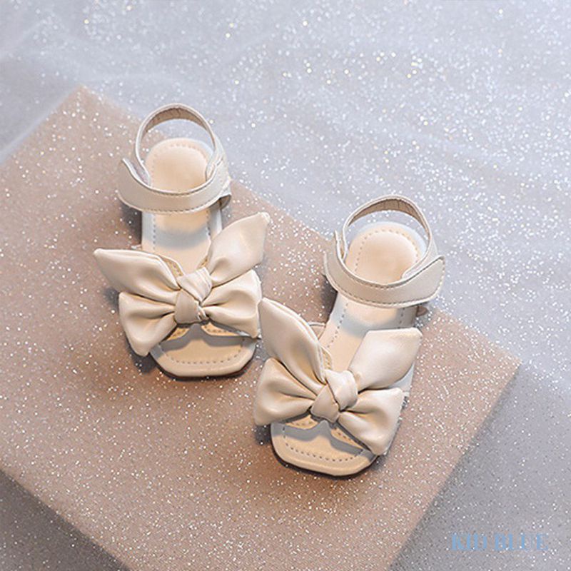 Giày Sandal Quai Dán Đế Mềm Chống Trượt Phối Nơ Xinh Xắn Dành Cho Bé Gái